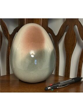 Vintage Quebec Studio Pottery Egg Sculpture 6”